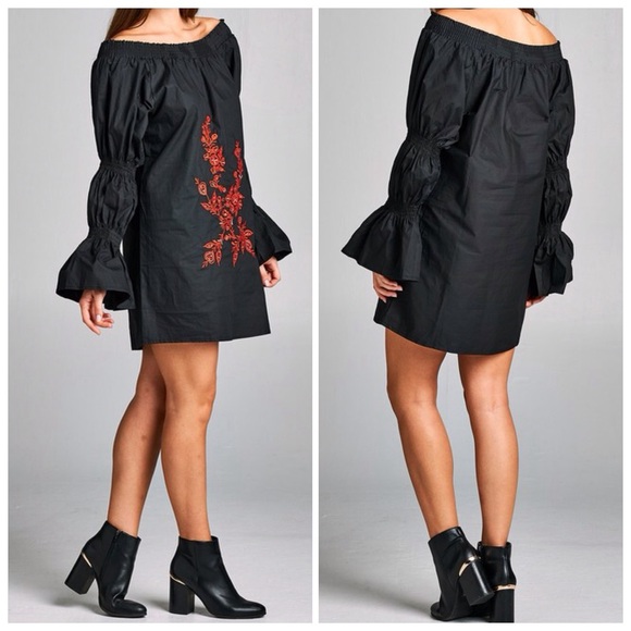 Black Embroidered Tunic Dress - Picture 10 of 10